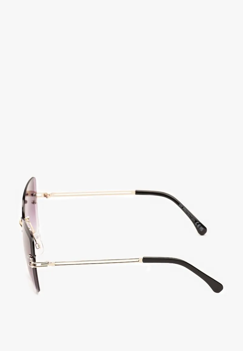 Ciemnofioletowe Okulary Przeciwsłoneczne w Metalicznej Oprawie Hellimia