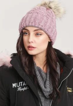 Ciemnoróżowa Czapka z Wełną Clout