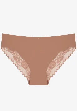 Ciemnoróżowe Bezszwowe Majtki o Kroju Fig z Koronką Zeiarae