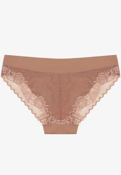 Ciemnoróżowe Bezszwowe Majtki o Kroju Fig z Koronką Zeiarae