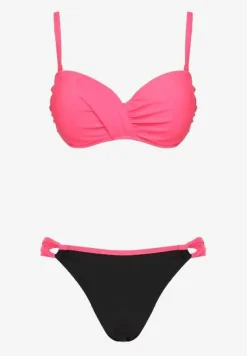 Ciemnoróżowe Bikini Majtki Figi i Biustonosz z Marszczeniem Sepiana