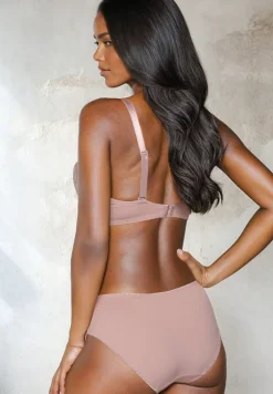 Ciemnoróżowy Komplet z Koronki Figi i Usztywniany Biustonosz Nevenis