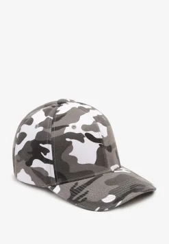 Ciemnoszara Czapka z Daszkiem we Wzór Moro Vorelle