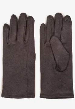 Ciemnoszare Rękawiczki Welurowe z Ozdobną Dzianinową Nakładką Seliti