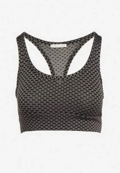 Ciemnoszary Elastyczny Top Biustonosz w Sportowym Stylu Refettia