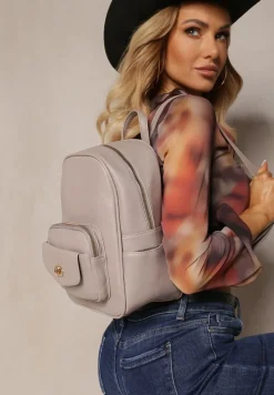 Ciemnoszary Mały Plecak w Stylu Casual z Imitacji Skóry Arxena