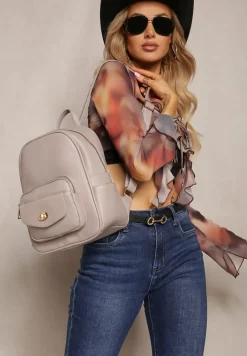 Ciemnoszary Mały Plecak w Stylu Casual z Imitacji Skóry Arxena