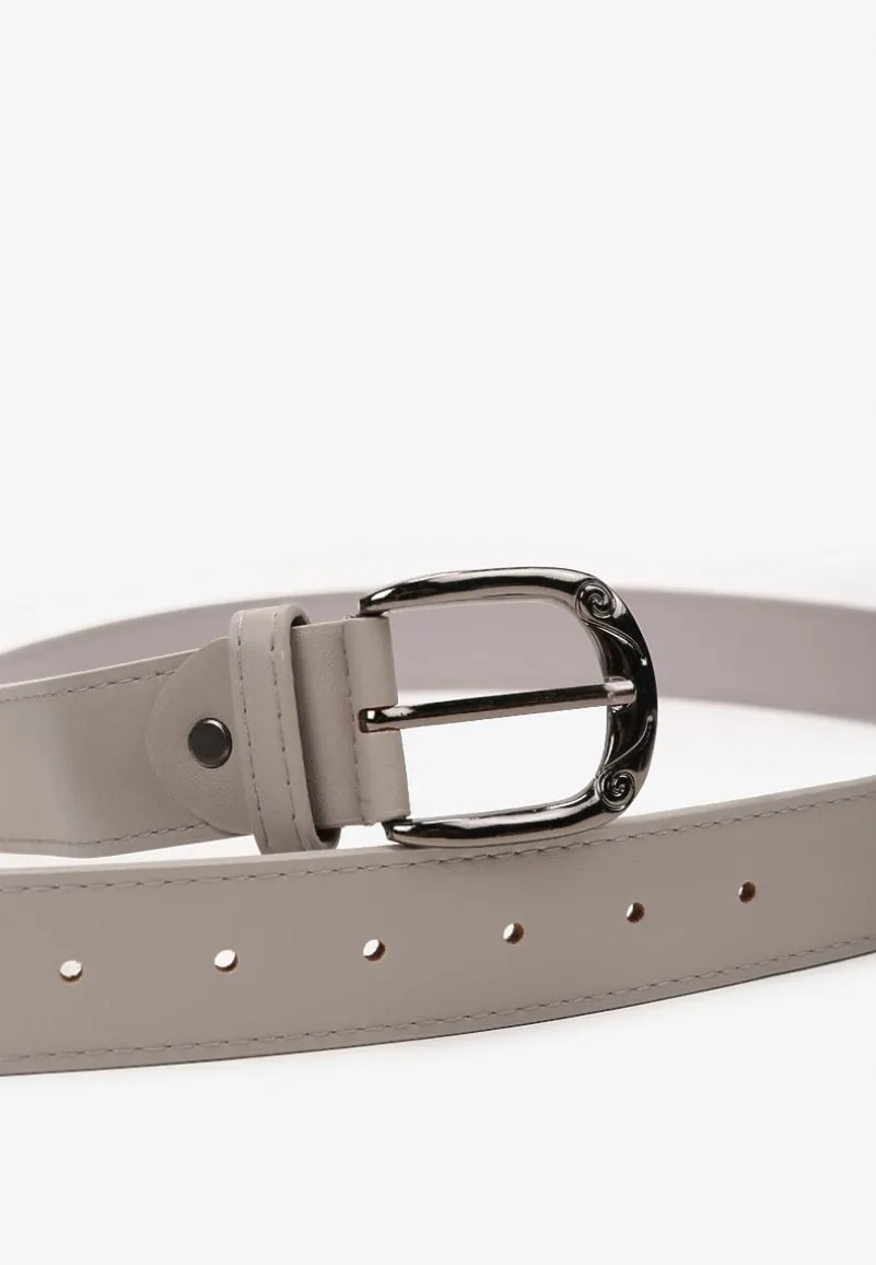 Ciemnoszary Pasek z Ekoskóry z Klamerką Fleureti