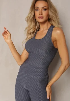 Ciemnoszary Tank Top z Tłoczonym Wzorem Aeronna