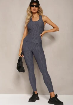 Ciemnoszary Tank Top z Tłoczonym Wzorem Aeronna