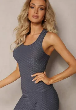 Ciemnoszary Tank Top z Tłoczonym Wzorem Aeronna