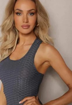 Ciemnoszary Tank Top z Tłoczonym Wzorem Aeronna