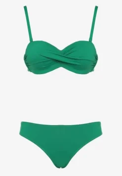 Ciemnozielone Bikini 2 Pary Majtek Typu Figi i Biustonosz Wiązany na Plecach Galanoria