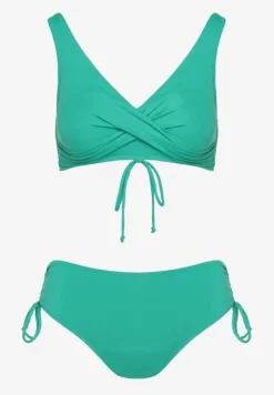 Ciemnozielone Bikini Biustonosz i Majtki Figi z Wiązaniem Kinalisa