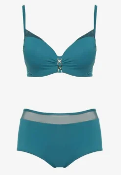 Ciemnozielone Bikini Biustonosz Zdobiony Aplikacją i Majtki Typu Figi Iffirelle