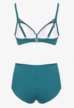 Ciemnozielone Bikini Biustonosz Zdobiony Aplikacją i Majtki Typu Figi Iffirelle