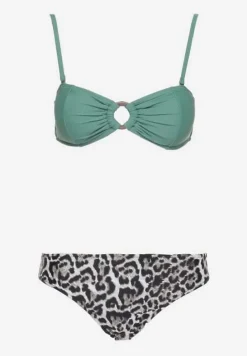 Ciemnozielone Bikini w Panterkę na Cienkich Ramiączkach Naiahes