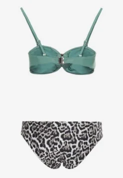 Ciemnozielone Bikini w Panterkę na Cienkich Ramiączkach Naiahes