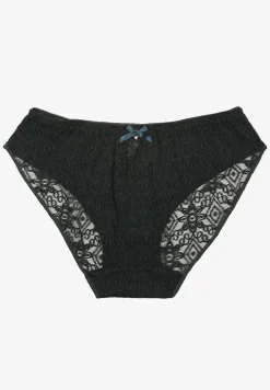 Ciemnozielone Koronkowe Majtki Typu Figi z Ozdobną Kokardką Nilwia
