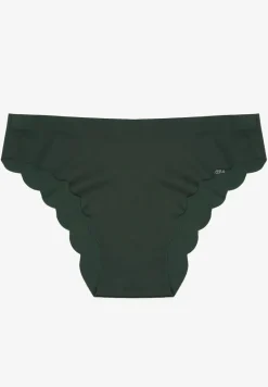 Ciemnozielone Majtki Bezszwowe Ozdobione Cyrkoniami i Falbanką Pillissea