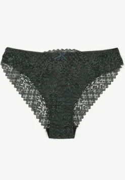 Ciemnozielone Majtki Figi z Bawełny Ozdobione Koronką Isorria