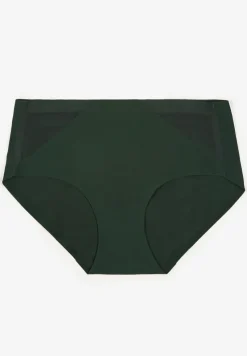 Ciemnozielone Majtki Figi High Waist z Bezszwowym Wykończeniem Kolaniris