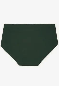 Ciemnozielone Majtki Figi High Waist z Bezszwowym Wykończeniem Kolaniris