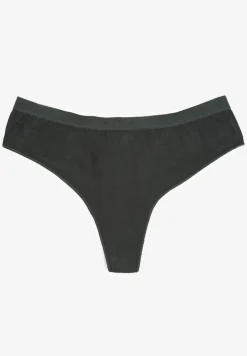 Ciemnozielone Majtki Stringi z Prążkowanego Materiału Wykończone Napisem Briavia