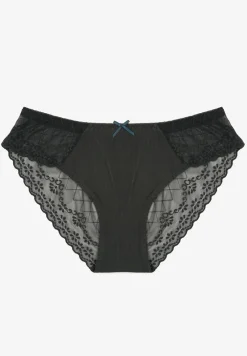 Ciemnozielone Majtki Typu Figi z Bawełny Ozdobione Koronką Emmoi