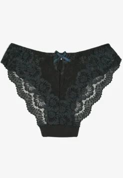 Ciemnozielone Majtki z Bawełny Figi Ozdobione Koronką Nolmoi