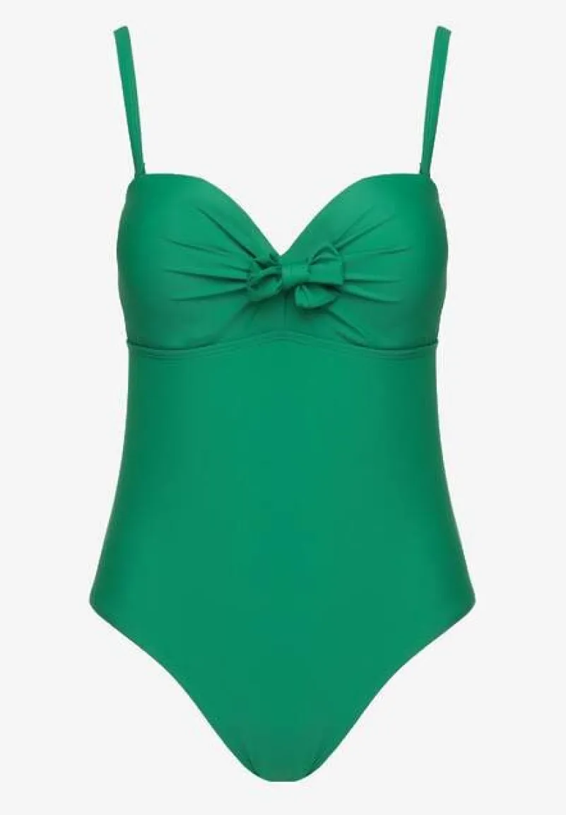 Ciemnozielony Strój Kąpielowy z Ozdobnym Wiązaniem Temelea