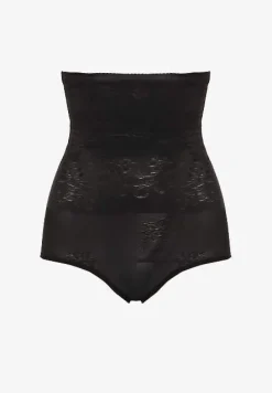 Czarna Bielizna Modelująca Pośladki i Talię Majtki z Ozdobnym Tłoczeniem Nativiane