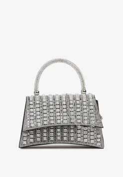 Czarna Cyrkoniowa Torebka w Koktajlowym Stylu z Rączką i Łańcuszkiem na Ramię Yolatia