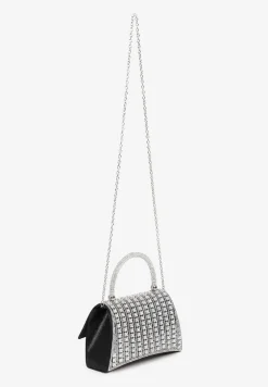 Czarna Cyrkoniowa Torebka w Koktajlowym Stylu z Rączką i Łańcuszkiem na Ramię Yolatia