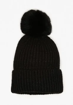 Czarna Czapka Ozdobiona Pomponem Seandoriel