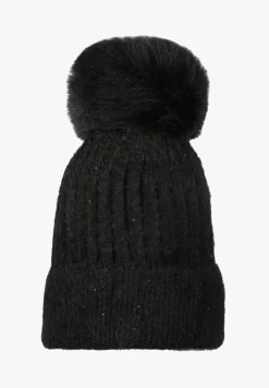 Czarna Czapka Pluszowa z Pomponem Siddilo