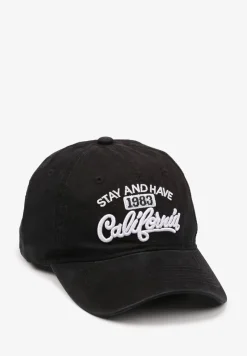 Czarna Czapka z Daszkiem z Bawełny z Napisem Voviera