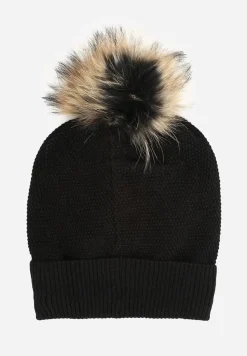 Czarna Czapka z Kaszmirem i Bawełną Windy Time