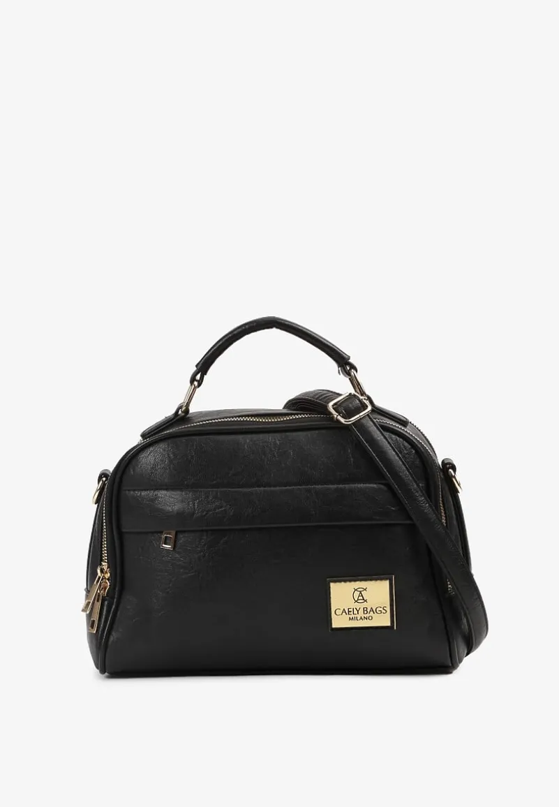 Czarna Dwukomorowa Torebka Casualowa na Ramię Kaivonne