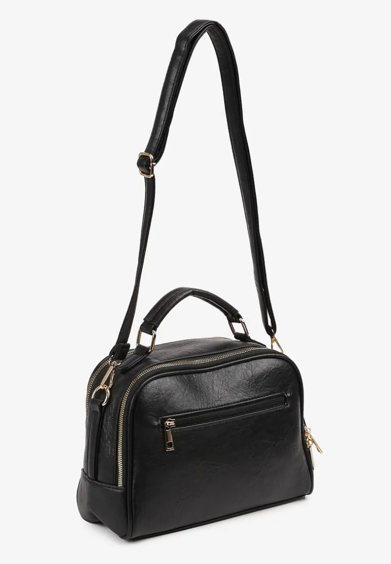 Czarna Dwukomorowa Torebka Casualowa na Ramię Kaivonne