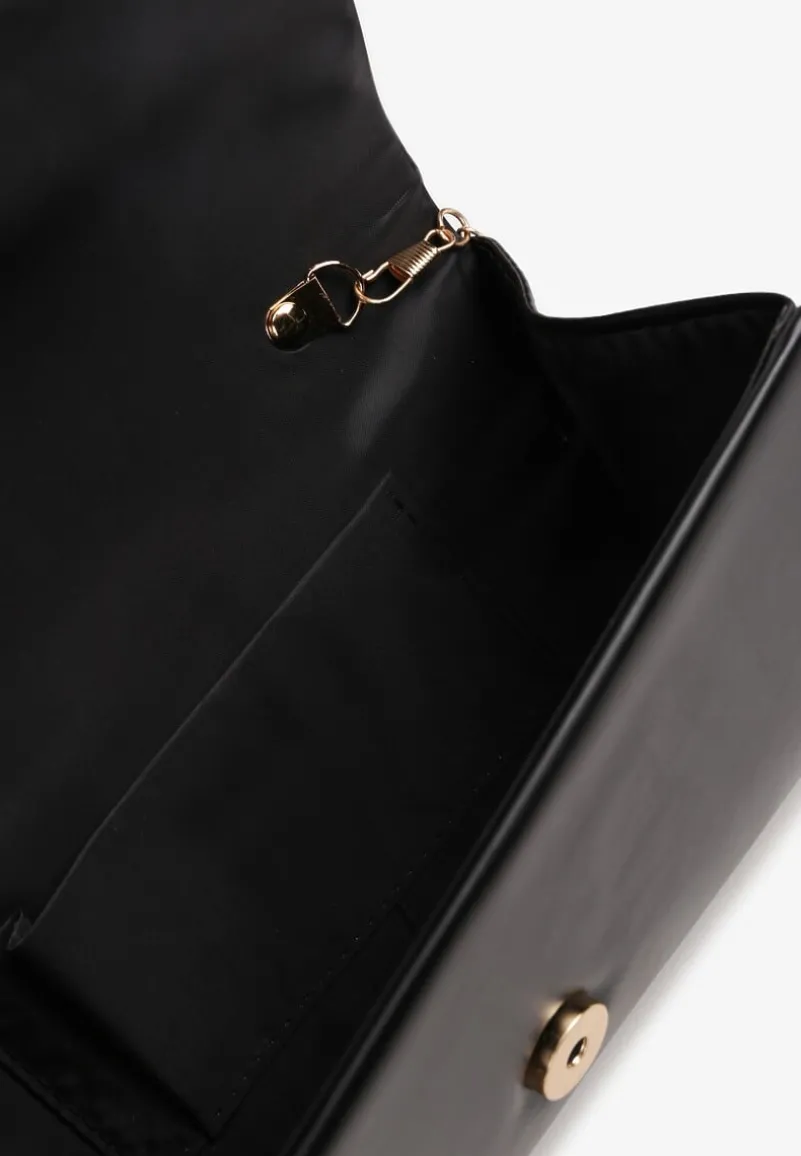 Czarna Elegancka Torebka Kopertówka z Dodatkowym Łańcuszkiem Istevia