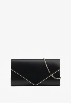Czarna Elegancka Torebka Kopertówka z Łańcuszkiem Pasenela