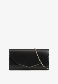 Czarna Klasyczna Torebka Kopertówka z Odpinanym Łańcuszkiem Rinithara