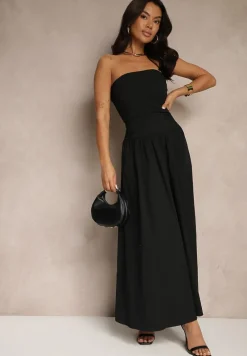 Czarna Koktajlowa Bawełniana Sukienka Bodycon Filitera