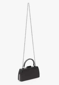 Czarna Kopertówka Torebka na Ramię z Łańcuszkiem i Metaliczną Rączką Ulaggia