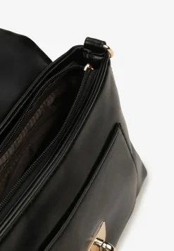 Czarna Kopertówka Torebka z Pikowaniem i Odpinanym Paskiem Rhianona