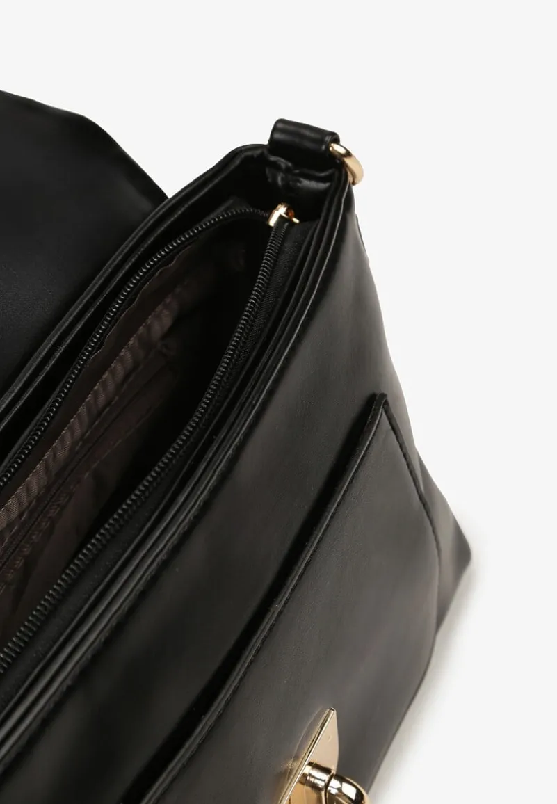 Czarna Kopertówka Torebka z Pikowaniem i Odpinanym Paskiem Rhianona