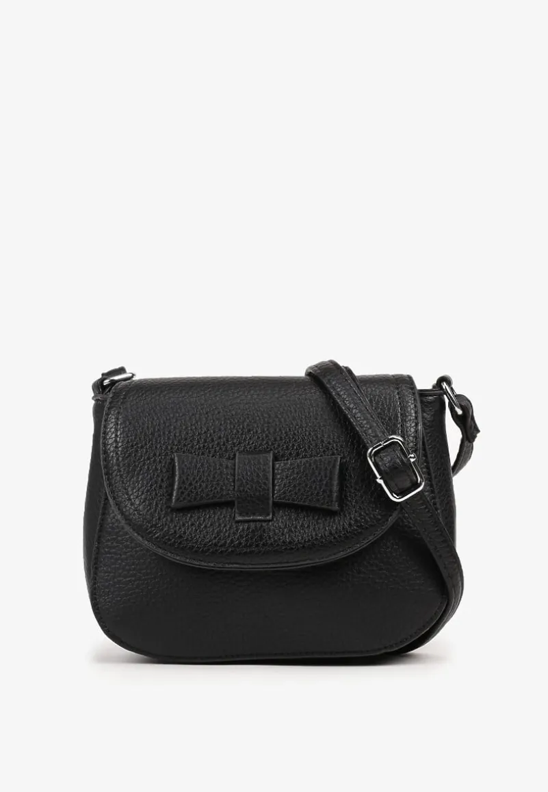 Czarna Mała Torebka Listonoszka Zdobiona Kokardą Nalieve