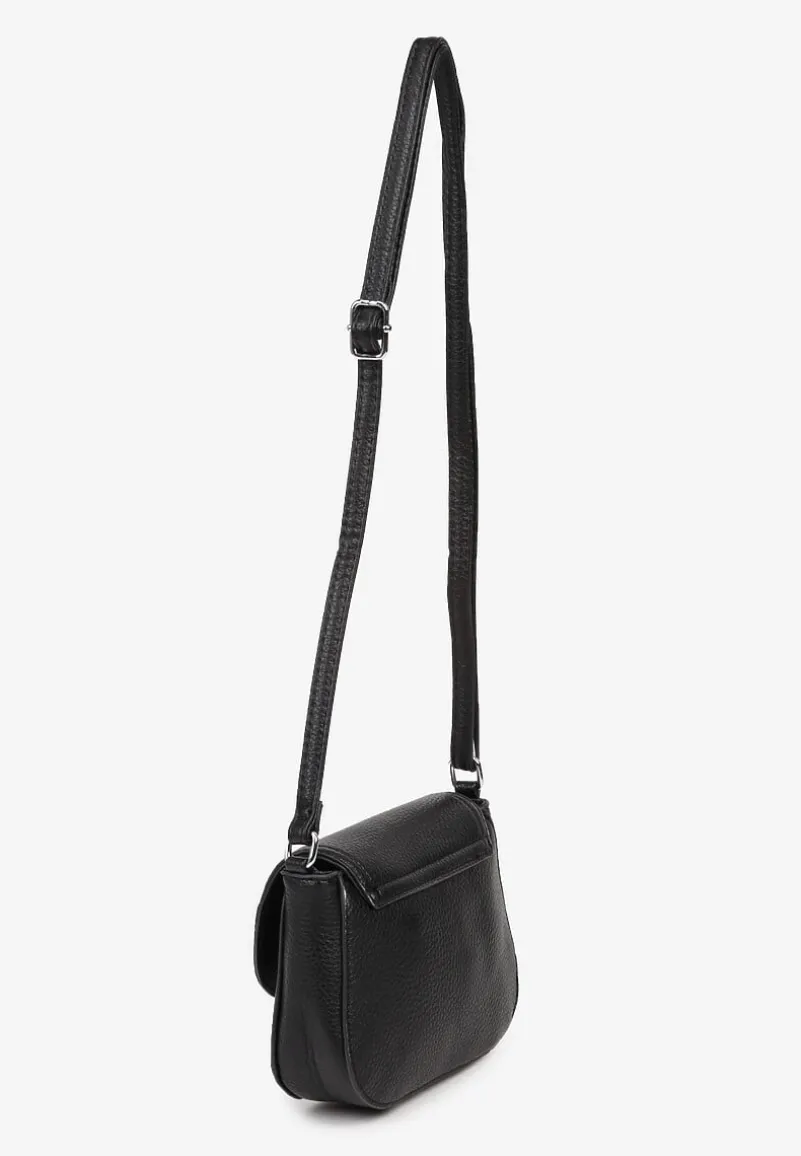 Czarna Mała Torebka Listonoszka Zdobiona Kokardą Nalieve