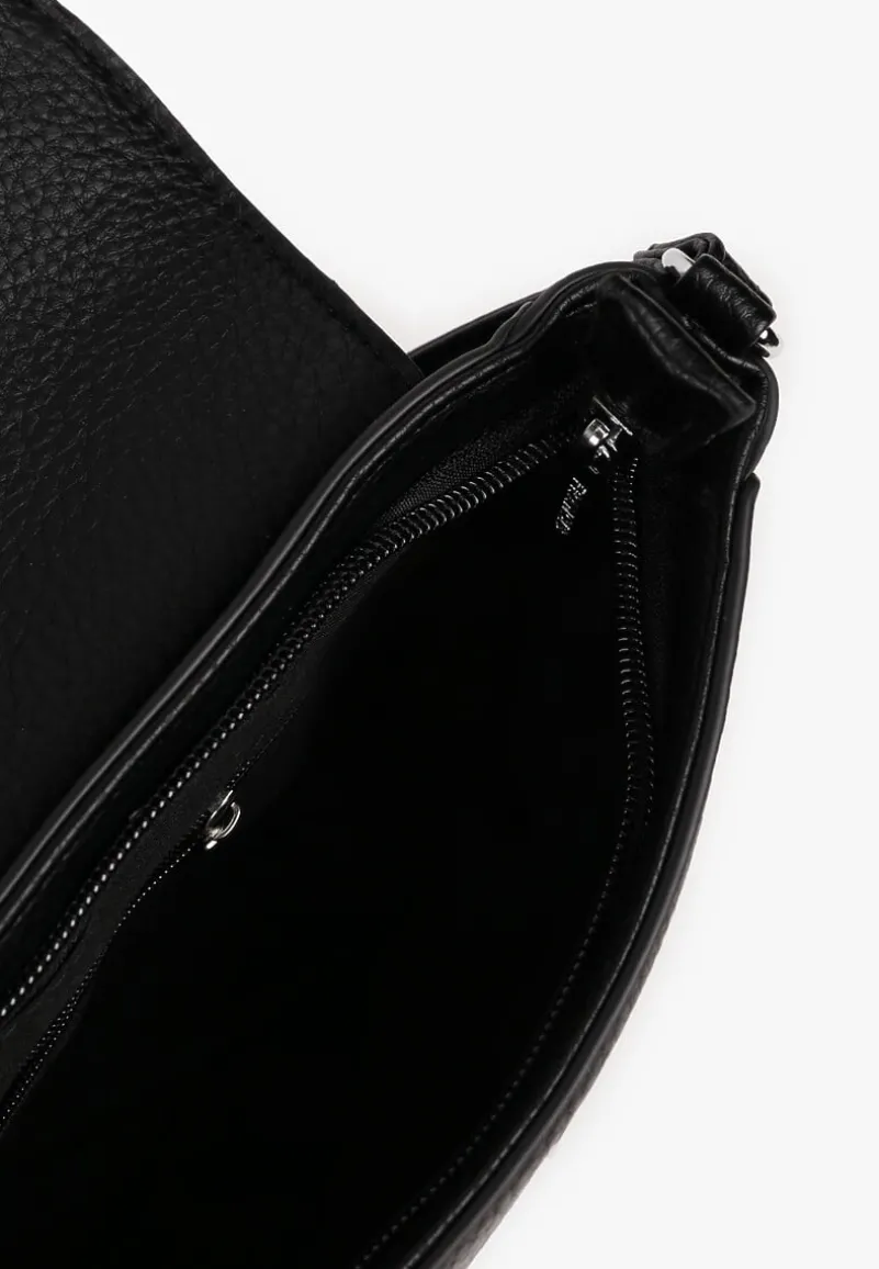 Czarna Mała Torebka Listonoszka Zdobiona Kokardą Nalieve